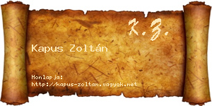 Kapus Zoltán névjegykártya